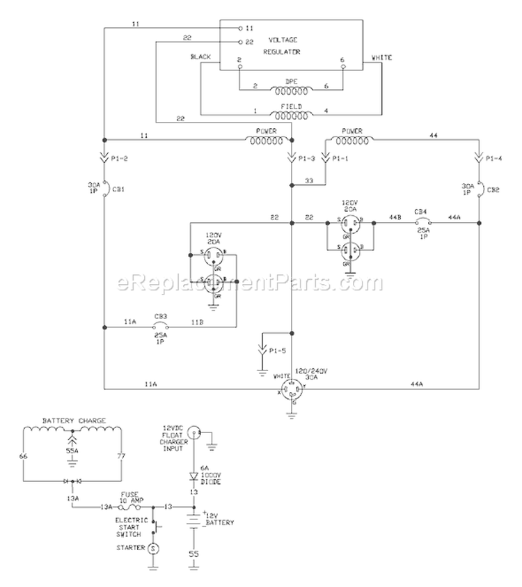 Page E Diagram and Parts List for 030216-0  Briggs and Stratton Generator